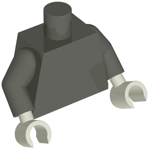 Torso, Dark Gray Arms, White Hands [Plain] Dunkelgrau