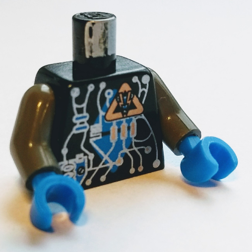 Torso Insectoids Blue Diamond under Circuitry Print, Dark Gray Arms, Blue Hands Schwarz
