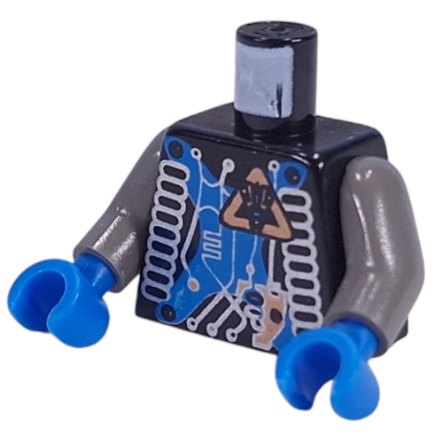 Torso Insectoids Blue X with Hose on Sides Print, Dark Gray Arms, Blue Hands Black