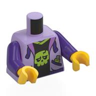Torso Jacket, Dark Purple Pockets, Laces, Black Shirt with Lime Skull print, Dark Purple Arms, Yellow Hands Lavendel
