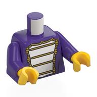 Torso, Marching Band Uniform, White Front, Gold Decorations print, Dark Purple Arms, Yellow Hands Dark Purple