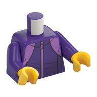 Torso Tracksuit, Zipper Print, Dark Purple Arms, Yellow Hands Dark Purple