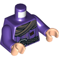 Torso Coat with Scarf, Braided Belt and Slingshot Print, Dark Purple Arms, Light Nougat Hands Dark Purple