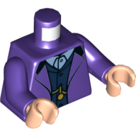 Torso Suit Jacket over Dark Blue Vest and White Button Down Shirt with Gold Chain Watch print, Dark Purple Arms, Light Nougat Hands Dark Purple