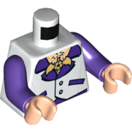 Torso Vest with Open Shirt, Bat Medallion and Hairy Chest Print (Batman), Dark Purple Arms, Light Nougat Hands White