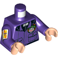 Torso Jacket with Pockets, Joker Face, and Dice Tie Print, Dark Purple Arms with Playing Cards Print, Light Nougat Hands Dunkellila