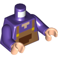 Torso Apron, Pixelated with Reddish Brown Pocket, Light Nougat Neck Print, Dark Purple Arms, Light Nougat Hands Dunkellila