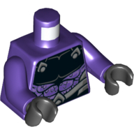 Torso Chest Armor, Black, Scales, Silver Belt Print, Dark Purple Arms, Black Hands Dark Purple
