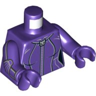 Torso Jacket with Zipper with Cat Head, 2 Thin Gray Stripes Print (Catwoman), Dark Purple Arms and Hands Dunkellila