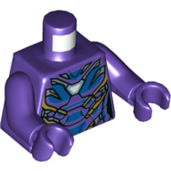 Torso Armor with Gold and Blue Plates, and White Triangle (Arc Reactor) Print, Dark Purple Arms and Hands Dark Purple