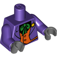 Torso Suit with Orange Vest, Green Tie, Yellow Flower Print, Dark Purple Arms, Dark Bluish Gray Hands Dunkellila