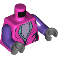Torso Shirt with Sand Blue Trim, Lavender Under-Shirt Print, Dark Purple Arms, Dark Bluish Gray Hands Dark Pink