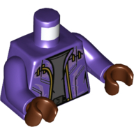 Torso Jacket, Gold Zipper, Dark Bluish Gray Shirt, Black Belt print, Dark Purple Arms, Reddish Brown Hands Dark Purple