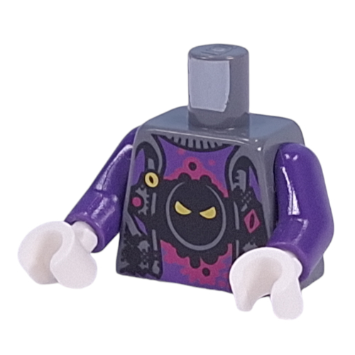 Torso, Dark Purple Sweater, Black Doomblob on Magenta Background print, Dark Purple Arms, White Hands Dunkelblaugrau