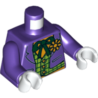 Torso Jacket with Checkered Waistcoat Print, Dark Purple Arms, White Hands Dark Purple