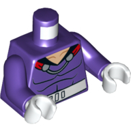 Torso Muscles, White Belt, Red Cape Ends Print (Magneto), Dark Purple Arms, White Hands Dark Purple