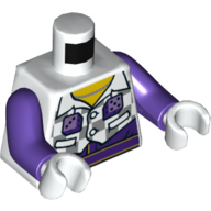 Torso Vest Jacket, with Light Bluish Gray Checks and Pockets, Dark Purple Dice, Yellow Neck Print, Dark Purple Arms, White Hands Weiß