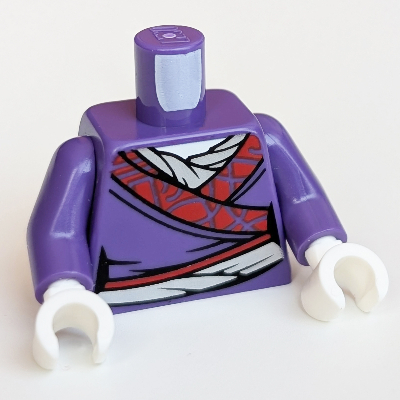 Torso Robe, Red Trim, Dark Purple Arms, White Hands Dunkellila
