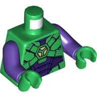 Torso Armor, Hexagon Logo, Belts/Straps Print (Lex Luthor), Dark Purple Arms, Green Hands Green