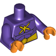 Torso Muscles, Yellow Killer Moth Logo, Belt Print, Dark Purple Arms, Orange Hands Dark Purple