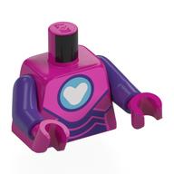 Torso, Iron Heart Armor, Dark Pink/Dark Purple Armor, Medium Azure Arc Reactor, White Heart print, Dark Purple Arms, Magenta Hands Magenta