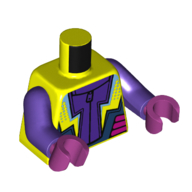 Torso, Dark Purple/Neon Yellow/Dark Blue/Magenta Racing Suit print, Dark Purple Arms, Magenta Hands Vibrant Yellow