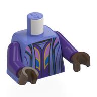 Torso, Blue Violet Open Robe, Blue Trim, Lavender/Blue Shapes on Shirt, Gold Trim print, Dark Purple Arms, Umber Brown Hands Blauviolett