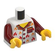 Torso, White Shirt, Dark Red Collar, Orange/Red Flames print, Dark Red Arms, Yellow Hands White