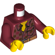 Torso Chequered Shirt With Tool Belt Print, Dark Red Arms, Yellow Hands Dunkelrot