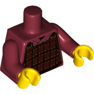 Torso Armor Plate Dark Brown with Copper Rivets Print, Dark Red Arms, Yellow Hands Dunkelrot