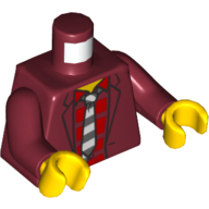 Torso Jacket, Red Shirt, Black and White Tie Print, Dark Red Arms, Yellow Hands Dunkelrot