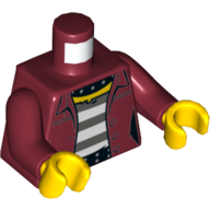 Torso Shirt, Open over Prisoner Shirt, Black Belt and Collar Print, Dark Red Arms, Yellow Hands Dark Red