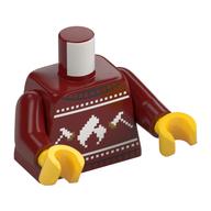 Torso, Christmas Sweater, White Decorations print, Dark Red Arms, Yellow Hands Dunkelrot