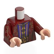 Torso, Open Robe, Gold Decorations, Dark Purple/Gold Shirt, Nougat Belt print, Dark Red Arms, Light Nougat Hands Dark Red