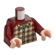 Torso, Tan Plaid Shirt, Bright Light Yellow Buttons print, Dark Red Arms, Light Nougat Hands Dunkelrot