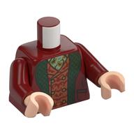 Torso, jacket, Dark Green Lapels, Dark Orange Vest with Dark Red Decorations, Olive Green Shirt print, Dark Red Arms, Light Nougat Hands Dunkelrot