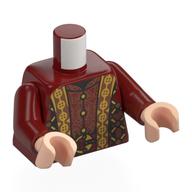Torso, Robe, Gold Trim, Decorations, Copper/Gold Lattice print, Dark Red Arms, Light Nougat Hands Dark Red