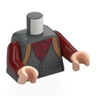 Torso Jacket, Nougat Suspenders, Dark Red Shirt print, Dark Red Arms, Light Nougat Hands Dunkelblaugrau