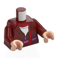 Torso Hoodie, Laces, Dark Pink Belt, Red Scarf, White Shirt print, Dark Red Arms, Light Nougat Hands Dark Red