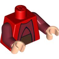 Torso Robe with Dark Red Undershirt and Dark Brown Waist Sash Print (Chancellor Palpatine), Dark Red Arms, Light Nougat Hands Red