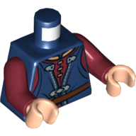 Torso Waistcoat Long with Dark Red Shirt and Brown Belt Print, Dark Red Arms, Light Nougat Hands Dunkelblau