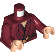 Torso Elven Coat with Reddish Brown Leaf Buttons and Belt Print, Dark Red Arms, Light Nougat Hands Dunkelrot