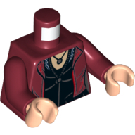 Torso Jacket over Black Top with Necklace Print (Scarlet Witch), Dark Red Arms, Light Nougat Hands Dunkelrot