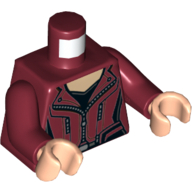 Torso Jacket with Zipper and Black Undershirt Print, Dark Red Arms, Light Nougat Hands Dark Red