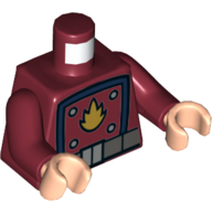 Torso Jacket with Dark Blue Square, Belt, and Star-Lord Fire Logo Print, Dark Red Arms, Light Nougat Hands Dunkelrot