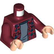 Torso Shirt with Red and Dark Blue Checks over Sand Blue Undershirt Print, Dark Red Hands, Light Nougat Hands Dunkelrot