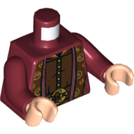 Torso Robe with Long Scarves, Gold, Reddish Brown and Dark Brown Details Print (Albus Dumbledore), Dark Red Arms, Light Nougat Hands Dunkelrot