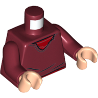 Torso Sweater over Red Shirt Print, Dark Red Arms, Light Nougat Hands Dunkelrot