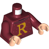 Torso Sweater with 'R' Print, Dark Red Arms, Light Nougat Hands Dunkelrot