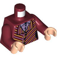 Torso, Jacket with Yellow/Lavender Stripes, Medium Lavender Dotted Shirt print, Dark Red Arms, Light Nougat Hands Dunkelrot